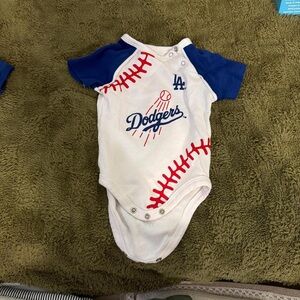 Dodgers Kids One Piece Bodysuit - White and Blue